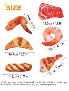 1个逼真毛绒发声食物玩偶，内置发声装置，创意鸡腿造型，吸引猫狗；逼真牛肉鸡翅玩偶，配有猫咪，可与猫咪互动；互动玩偶，娱乐猫狗；适合小型犬猫作为减压玩具；经久耐用，可咀嚼玩耍。 - 彩色 - 查看 2