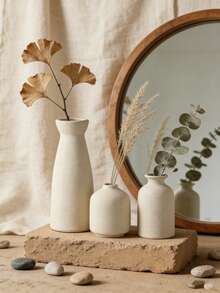 1个/套3个简约花瓶，北欧INS风格家居装饰花瓶，适用于客厅、卧室、桌面装饰 - 米色 - 查看 5