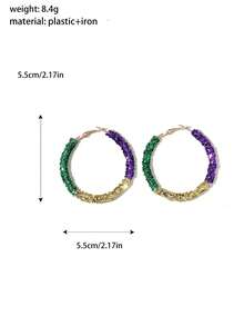 1对闪亮圆环狂欢节水滴耳环，适合女性和女孩佩戴，节日珠宝配饰 - 彩色 - 查看 4