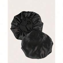 1PC Solid Satin Bonnet Hair Bonnet For Sleeping Printed Leopard Sleep Cap - màu đen - Xem 4