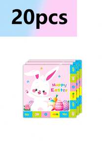 10pcs Easter Themed Party Supplies Set, Including Plates, Cups, Napkins With Rabbit And Easter Egg Patterns, Easter Essentials, Perfect For Outdoor Camping And Travel - Multicolor - View 6
