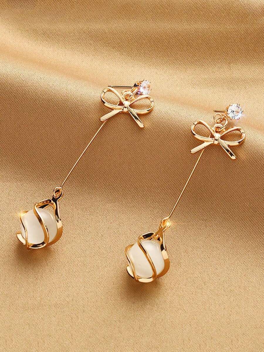 一对蝴蝶猫眼石耳环，优雅时尚的女士耳环 - 彩色 - 查看 1