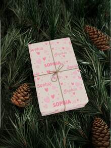 1pc Customized Gift Wrapping Paper, Personalized Packaging Paper With Patterns And Text, Christmas Wrapping Paper, Fun Christmas Customized Gift, Party Packaging Paper, Holiday Wrapping Paper, Christmas Gift, Santa Claus, Santa Hat, 42*60cm, For His/Her Gift - Heart-shaped Words - View 7