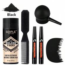Goiple 27.5克/0.97盎司胡须填充纤维、胡须刷、2支0.14盎司/4克胡须填充笔、优化器和喷雾器，胡须护理套装，含天然毛发增厚纤维，适用于稀疏毛发和胡须。 - 黑色 - 查看 2
