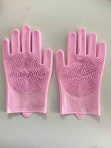 Pet Dog Bathing Gloves, Pet Brush Silicone Bath Massage Brush, Dog Grooming Bathing Supplies, Dog Hair Removal Cleaning Care Gloves, Gentle Scrub Massage, Dense Bristle Design, Household Gloves, Suitable For All Seasons - Multicolor - View 7