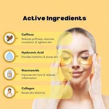 24K Gold Under Eye Patches, Collagen Eye Masks For Dark Circles And Puffiness, Reduce Wrinkles And Puffy Eyes, Refresh Your Skin, Women Skincare Eye Treatment Products - 黃金眼膜 - 查看 7