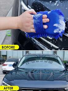 1pc Premium Ultra-Fine Fiber Car Wash Sponge Glove - Scratch-Free Sponge - Faux Wool Fiber Car Wash Sponge - Ultra-Fine Fiber Car Wash Glove Suitable For Cars, Trucks, SUVs, Boats, RVs Cleaning Tool - Type a - View 8