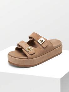 Women's Raffia Espadrilles 1.85-Inch Platform Sandals Comfortable Wedge Sandals Adjustable Buckle Cute Slide Beach Vacation Summer Shoes - 棕色 - 查看 8