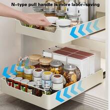 Pull-Out Kitchen Storage Box – No Drilling Required; Removable Single-Tier Design Saves Space - White - View 6