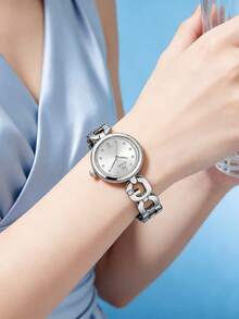 Guess 1件女士石英表，不锈钢材质，镶嵌钻石，优雅时尚，适合日常佩戴 GW0759L1/GW0759L3 - 銀色 - 查看 3