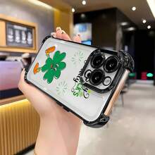 El diseño de la funda para teléfono Shamrock Celebration Cartoon presenta un alegre trébol verde con divertidos zapatos naranjas y fuegos artificiales festivos de fondo. Esta divertida y vibrante funda es compatible con  17,  16 Pro Max,  15 Pro Max,  13 y  12. Fabricada con TPU resistente, ofrece una protección excepcional contra golpes y caídas. Un regalo encantador para familiares, amigos, celebraciones del Día de San Patricio o una sorpresa encantadora para cualquier ocasión. Perfecta para cumpleaños, festividades o simplemente para alegrar el día. - Negro - Ver 5