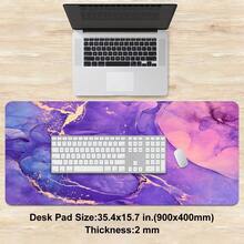 1 件装大理石纹鼠标垫 - 粉紫金箔、梦幻紫水晶和深海紫金图案，静音防滑/可卷起便携桌垫，适用于游戏、办公和桌面装饰 - 彩色 - 查看 12