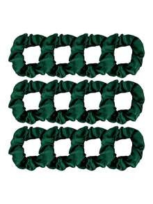 12/6pcs Silky Scrunchies Satin Scrunchies Black Brown Scrunchie Pack Ponytail Holder Hair Scrunchies Silk Scrunchy Hair Tie, Casual Hair Accessories Head Accessories Elastic Band - màu xanh lá - Xem 7