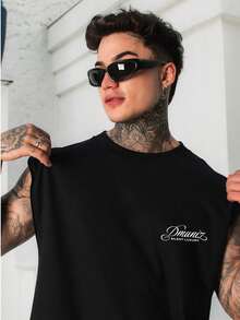 Kit Of 2 DMUNIZ Oversized Streetwear T-Shirts And Tank Tops With High Neck And Chest Print - Silent Luxury - 黑色T卹/黑色背心 - 查看 2