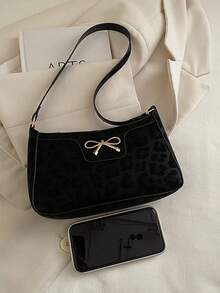 Mini Geometric Pattern Square Bag With Coin Purse, Classic Women's Crossbody Bag With Hanging Purse, Women Bag With Dime Bag - Black - View 6