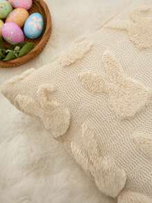 复活节兔子毛绒抱枕套，兔子装饰抱枕套。适用于装饰客厅、沙发、卧室等场所。也适合日常使用、派对、节日和聚会。 - 米色 - 查看 6