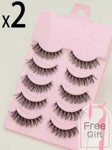 5 par naturalnych, puszystych, miękkich, 3D rzęs z norek, ekstra długie i grube, krótkie, grube sztuczne rzęsy, sztuczne rzęsy w hurtowych ilościach, produkty do makijażu odpowiednie na wesela, imprezy, do klubów nocnych, do pracy, na spotkania, wygodne w noszeniu - Czarne - Zobacz 11