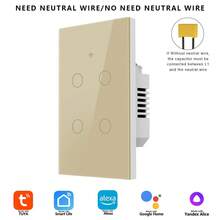 1个UL认证智能触摸开关，DS-121JL WiFi蓝牙墙壁开关，兼容Alexa、Yandex Alice、Tuya，1/2/3/4位白色/黑色，支持单线和零线，9mm钢化玻璃面板，APP远程语音控制定时家居照明 - 彩色 - 查看 15