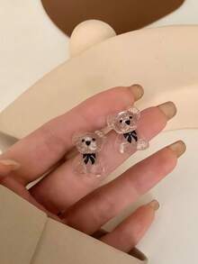 1 Pair Transparent Resin Small Bear Stud Earrings - Multicolor - View 3