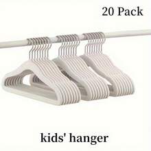 20 Pieces Of Non-Slip Baby Clothes Hangers - Space Saver, Arched Design In Felt Velvet, Suitable For Children's And Teens' Clothing: Pants, Shirts, And Dresses. Durable Polished Plastic - Flocking Children's Hanger - View 14