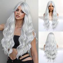 [Elegant White Curly Wig] 100% Density Elegant White Long Curly Wig For Women - Rose Net Cap, Versatile Fashion - White - View 11