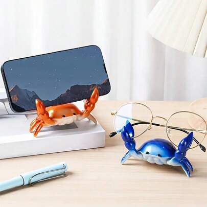 1pc Crab Lifting Shaped Holder, Can Be Used As Phone Stand, Pen Holder, Glasses Holder And Pen Cup, Daily Size, Room Decor And Home Decor, Suitable For Various Scenarios, Stable Non-Slip Design, Strong Load-Bearing, Hands-Free, Practical Multi-Purpose Holder, Large Phone Stand, Desk Accessories, Desktop Organizer, Novelty Item, Fun Decor, Durable Stand, Sturdy Base, Pen Cup, Pen Holder, Phone Holder, Interesting Gift, Personalized Gift, Birthday Gift, New Year Gift, Party Favor