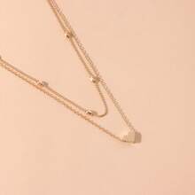 2pcs/Set Minimalist Heart Layered Necklace, Personalized Creative Pendant Choker Necklace - Silver - View 7