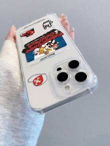 This Cute, Cartoony, And Cheerful Paul Frank Monkey Card Holder Is A Transparent, Full-Coverage Phone Case With Perforations. Compatible With AppleiPhone 17/13/14/15/16/Pro Max. It Features Drop Protection On All Four Corners And Can Hold Cards And Coins. It's A Great Gift For Valentine's Day, Friends, Couples, And New Year's. - Clear - View 4