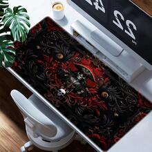 1pc Large Gaming Desk Mat - Non-Slip Rubber Base, Thickened Stitched Edges, Skeleton Pirate Captain Desk Mat - Gothic Skull Mouse Pad, Suitable For Home Office And Gaming, Durable Gift (No Batteries Required), Extra-Large Non-Slip Surface - Multicolor - View 3