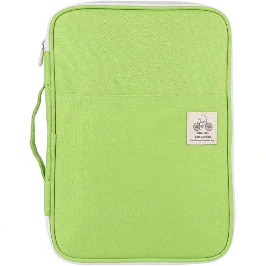 5 colores funcionales A4 Bolsas de documentos Carpeta de archivos Organizador de cartera Portátil para computadora Estuche con cremallera(Apple Green),40812211 - Verde - Ver 1