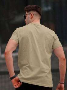 Men's T-Shirt, Premium Knit Shirt, Imported Premium Cotton Blouse - 米色 - 查看 5