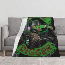 Great Sunny Side Up Monster Jam Plush Travel Throw Flannel Throw Blanket - Measures 40 X 50 Inches - Super Soft & Cozy Travel Accessories Features - Đỏ và trắng - Xem 1