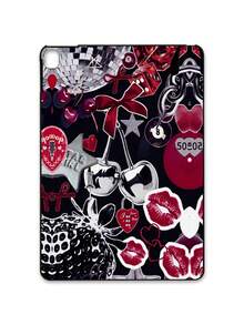 Y2K Baddie Collage iPad哑光黑保护壳，饰有复古迪斯科球、樱桃、红唇、豹纹、蝴蝶结、爱心锁图案，iPad保护套 - 黑色 - 查看 20