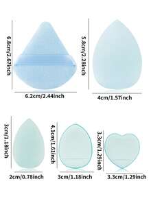 15件套化妆海绵/粉扑套装包含3个三角形粉扑、3个迷你气垫粉扑、3个迷你心形气垫粉扑、3个水滴形化妆蛋和3个迷你化妆海绵。适用于粉底液、粉底和遮瑕膏。适合所有肤质。 - 彩色 - 查看 2