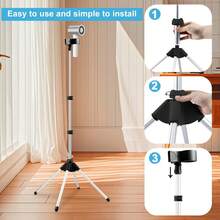 可调节高度 29-59 英寸吹风机支架，带三脚架和通用夹，可 360 度旋转，适用于浴室、梳妆台和化妆间 - 黑色 - 查看 12