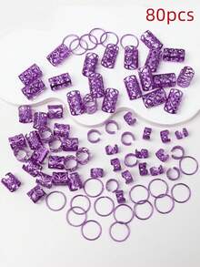 80 piezas Conjunto de rastas moradas mixtas, Clips de cabello decorativos personalizados para fiestas callejeras, Clips de cabello para mujeres, Accesorios de cabello trenzado para vacaciones, Decoración de cabello dorada, Accesorios de cabello góticos Y2K de otoño y Halloween, Decoraciones de cabello para mujeres, Peinado, Accesorios para la cabeza - Morado - Ver 9
