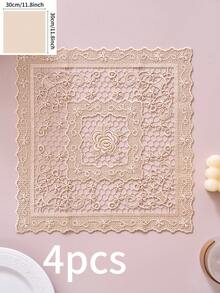 1/2/4/6件装波西米亚风方形餐垫,纯色及花卉刺绣,防滑杯垫,适用于餐桌、厨房、办公桌、咖啡桌、家居装饰,适合节日、派对、婚礼及所有季节。 - 香檳色 - 查看 12