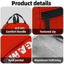 Game Pattern Printed Large Capacity Aluminum Foil Insulated Lunch Bag, Cartoon Outdoor Thermal Lunch Box Tote, Convenient To Carry - Red - View 3