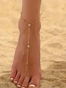 Tsnamer 女士脚趾环脚链防水不锈钢脚链珍珠串心形脚链精致脚链沙滩配饰派对礼物 - 腳鍊 - 查看 2
