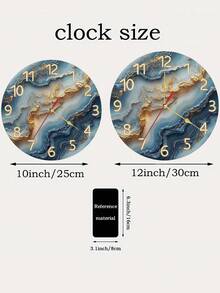 1个木质挂钟，蓝金大理石纹理设计，静音机芯，是客厅和卧室装饰的理想之选，尽显奢华风格，电池供电（不含AA电池），是完美的 情人节礼物，客厅挂钟。 - 彩色 - 查看 6