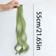 2pcs Women's Seamless Green Ombre Clip-In Hair Extensions, Realistic Long Hair That Can Be Trimmed To Desired Length, Claw Clips, Hair Slide, Hair Barrettes - Green - View 2