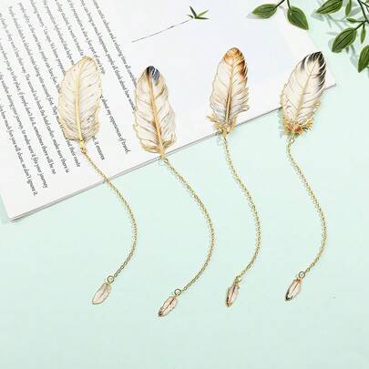 1pc Perfect Exquisite High Purity Stainless Steel Feather Portable Pendant Bookmark, Precious Stationery Supplies Gift Gift With Metallic Sense - Classmates, Friends, Teachers.