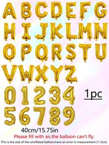 1pc 16-Inch Gold Letter Balloon, Numeric Foil Balloon (Letter, Number Selectable), Freely Combinable, Suitable For Party Decoration, Birthday Party, Theme Party, Wedding Proposal, Anniversary Celebration - Gold - View 7