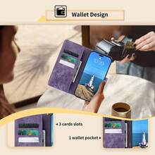 Modische und einfache Geldbörse aus PU-Leder Handyhülle kompatibel mit iPhone, und OPPO - Grün - Übersicht 3