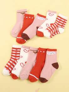 10 Pairs/5 Pairs Kids Socks, Heart Design, Minimalist Versatile Children Socks, Back To School, Campus Student Socks - Multicolor - View 8