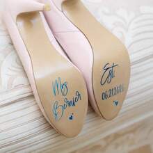 Customizable Waterproof Bride Heart-Shaped Wedding Shoe Stickers, Can Customize Text And Date, Glitter Name And Phrase Stickers, High Heel Wedding Anniversary Gift For Bride And Bridesmaids - Multicolor - View 7