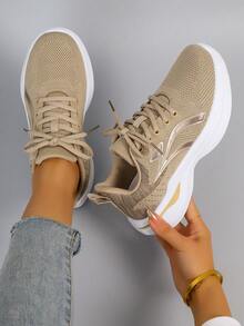 STEPREACH New Women Casual Sports Shoes, Mesh Breathable Comfortable Lightweight Non-Slip Slip-On Driving Shoes - Khaki - View 3