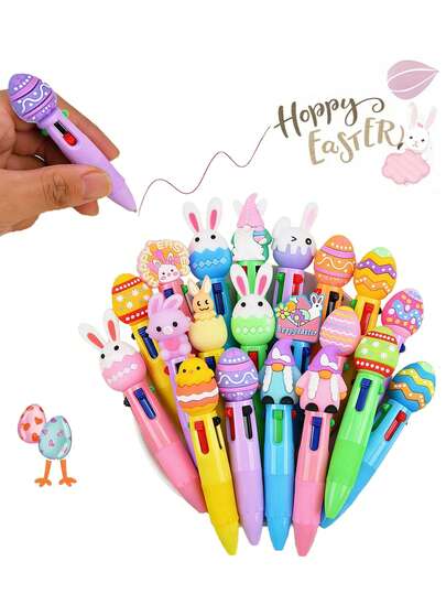 10支装复活节派对礼品笔，马卡龙色圆珠笔，趣味可爱文具：精美复活节派对礼品笔，礼品袋填充物，复活节派对小礼物，生日派对礼物，课堂奖励和办公用品，返校新奇礼物