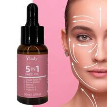五合一面部精油，Ylady抗衰老面部精油，蕴含葡萄籽油、可可脂、视黄醇、维生素C和维生素E，减少皱纹，紧致提拉肌肤，保湿亮肤，天然成分，适合所有肤质，30毫升/1.01液盎司 - 30毫升 - 查看 2