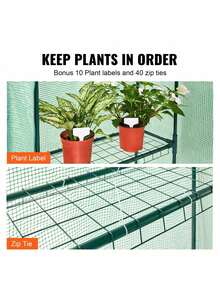 Invernadero portátil de 140 x 74 x 203 cm con estantes, cubierta de polietileno de alta resistencia, puerta enrollable con cremallera y estructura de acero. Se instala en minutos. Ideal para plantar y almacenar. - Verde - Ver 6